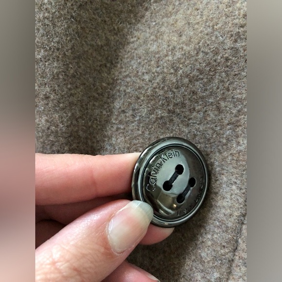 *NWOT* Calvin Klein Women’s 2 Petite Oat Wool Double-Breasted Peacoat - Picture 5 of 12